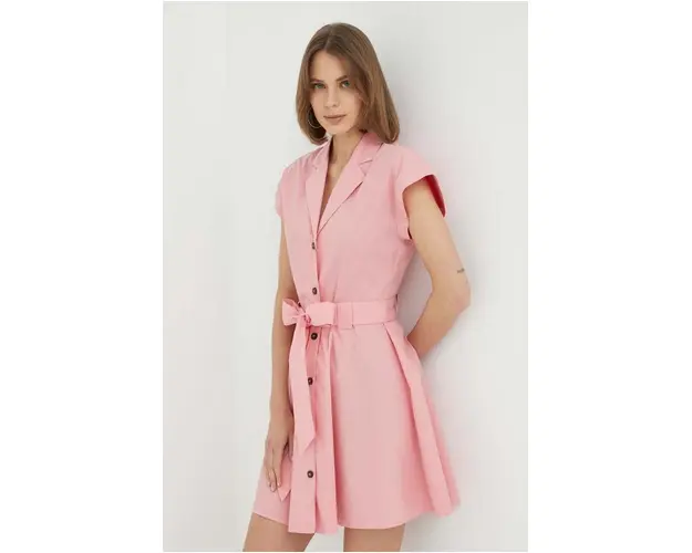 Trussardi rochie din bumbac culoarea roz, mini, evazati