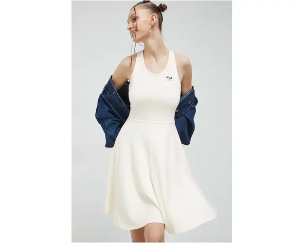 Fila rochie culoarea galben, mini, evazati