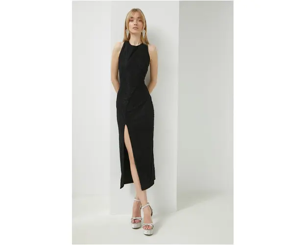 Rotate rochie culoarea negru, maxi, mulata