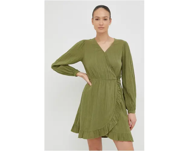 Roxy rochie din bumbac culoarea verde, mini, drept