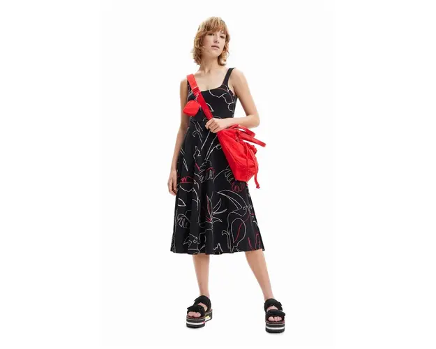 Desigual rochie culoarea negru, midi, drept