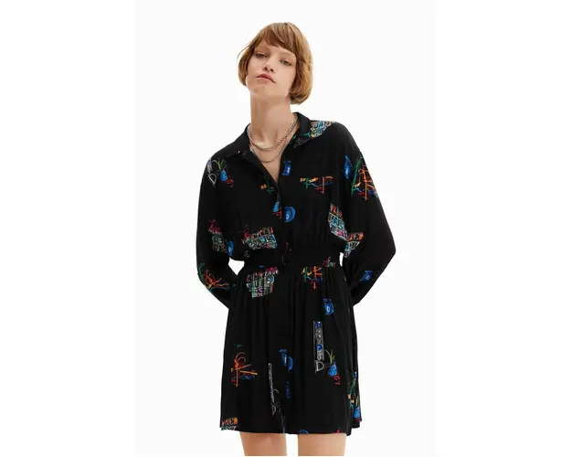 Desigual rochie culoarea negru, mini, drept