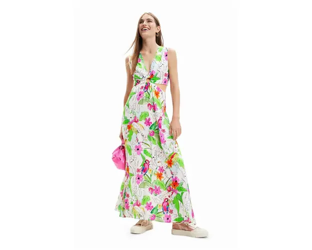 Desigual rochie culoarea alb, maxi, evazati