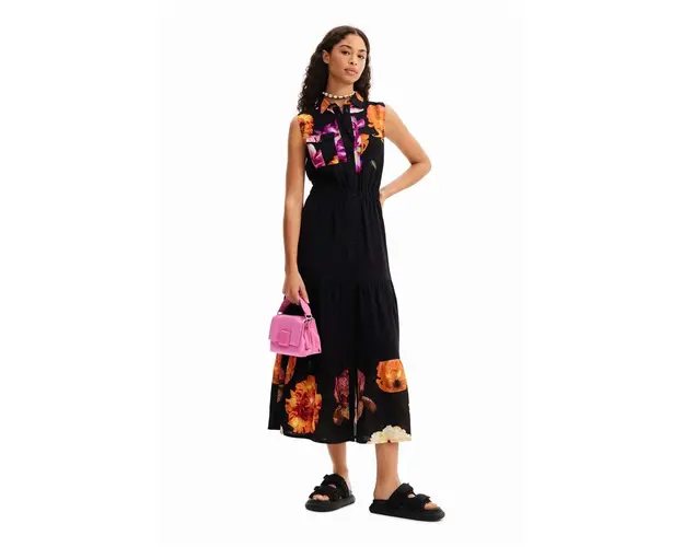 Desigual rochie culoarea negru, maxi, evazati