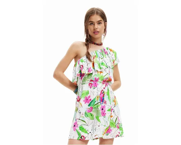 Desigual rochie culoarea alb, mini, drept