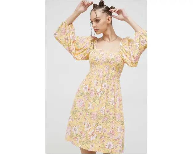 Billabong rochie culoarea galben, mini, evazati