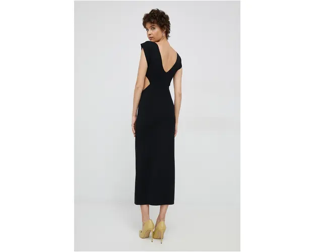 Sisley rochie culoarea negru, maxi, mulata