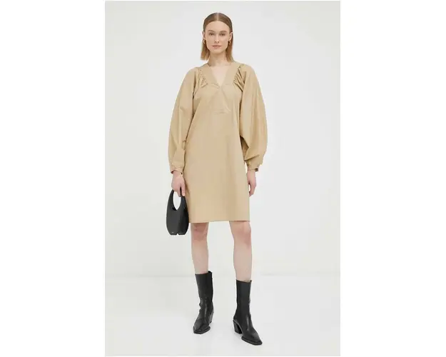 By Malene Birger rochie din bumbac culoarea bej, mini, oversize