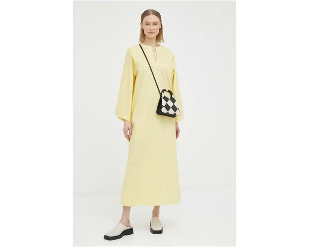 By Malene Birger rochie din bumbac culoarea galben, maxi, oversize