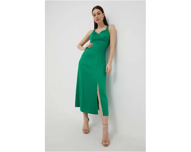 United Colors of Benetton rochie culoarea verde, midi, drept
