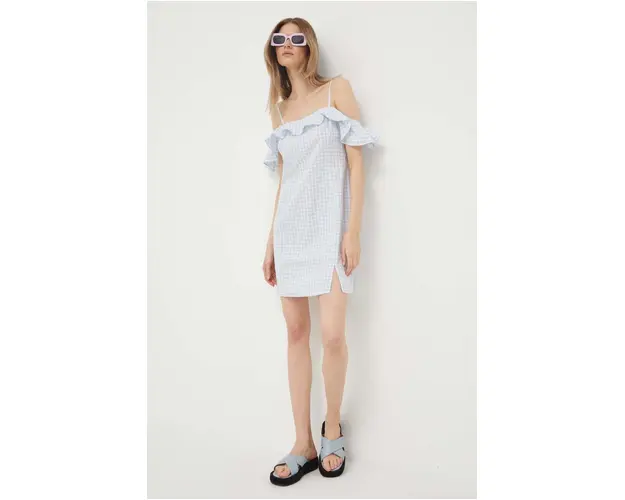 United Colors of Benetton rochie din amestec de in mini, drept