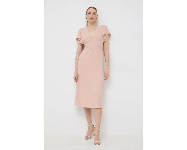 BOSS rochie culoarea bej, midi, drept 50488660
