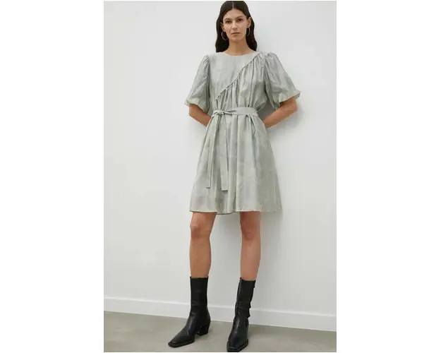 Bruuns Bazaar rochie Bergia Haily culoarea verde, mini, evazati