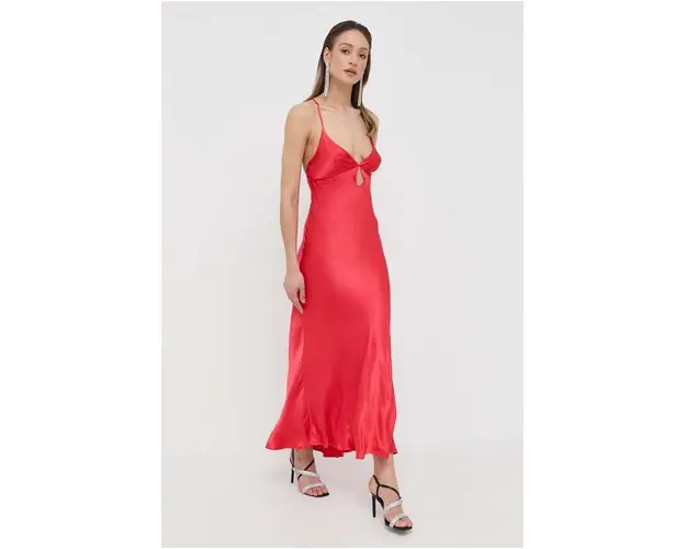Bardot rochie culoarea rosu, maxi, drept