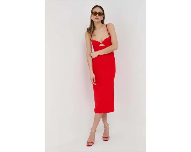 Bardot rochie culoarea rosu, midi, drept