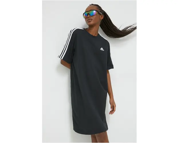 adidas rochie din bumbac culoarea negru, mini, oversize HR4923