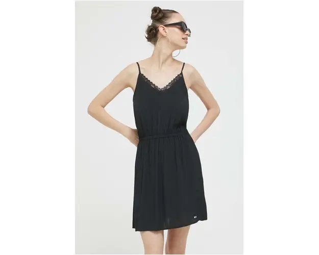 Tommy Jeans rochie culoarea negru, mini, evazati