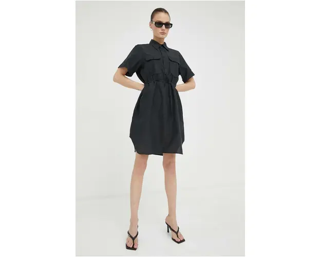 G-Star Raw rochie din amestec de in culoarea gri, mini, evazati