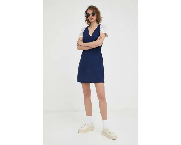 G-Star Raw rochie din bumbac culoarea albastru marin, mini, evazati