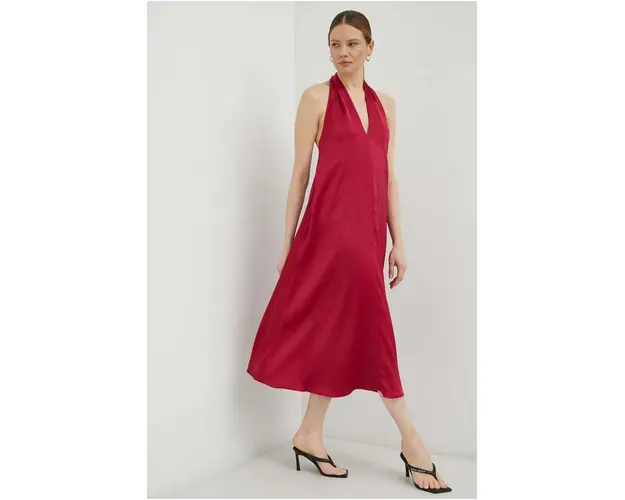 Samsoe Samsoe rochie culoarea roz, midi, drept