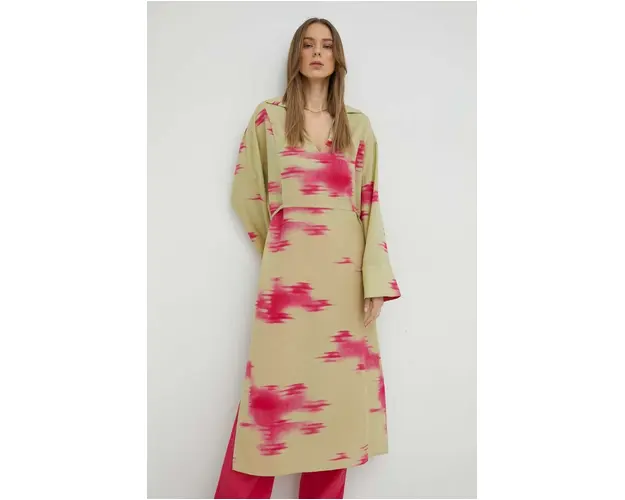 Samsoe Samsoe rochie culoarea verde, midi, oversize