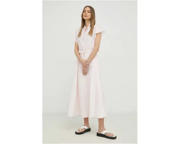 Samsoe Samsoe rochie culoarea roz, maxi, evazati