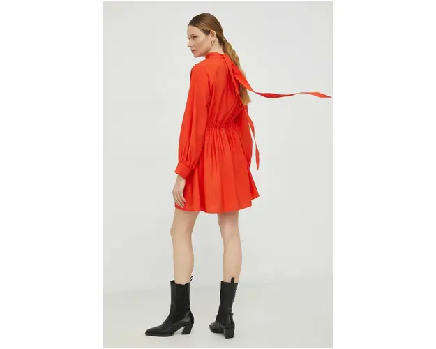 Samsoe Samsoe rochie culoarea portocaliu, mini, evazati