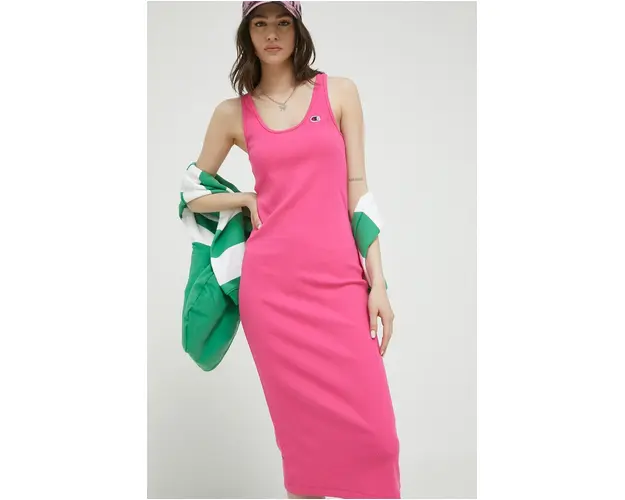 Champion rochie culoarea roz, midi, mulata