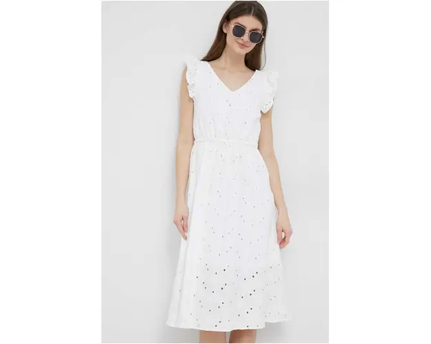 PS Paul Smith rochie din bumbac culoarea alb, mini, evazati