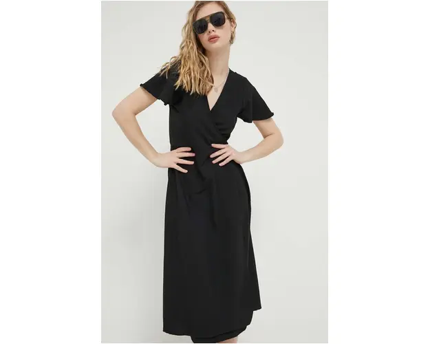 Protest rochie culoarea negru, midi, evazati