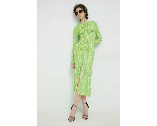 Rotate rochie culoarea verde, maxi, mulata