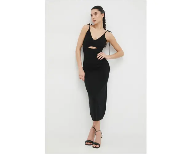 Morgan rochie culoarea negru, maxi, evazati