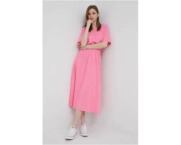 Deha rochie din bumbac culoarea violet, midi, evazati