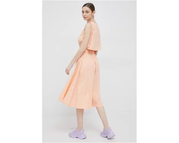 Deha rochie culoarea portocaliu, midi, evazati