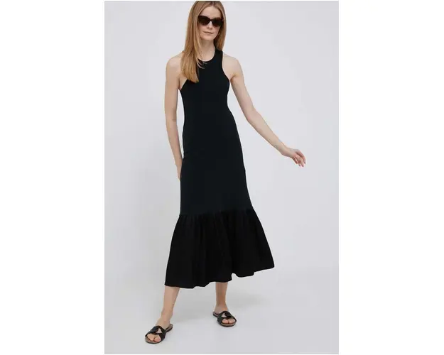 Deha rochie culoarea negru, maxi, evazati