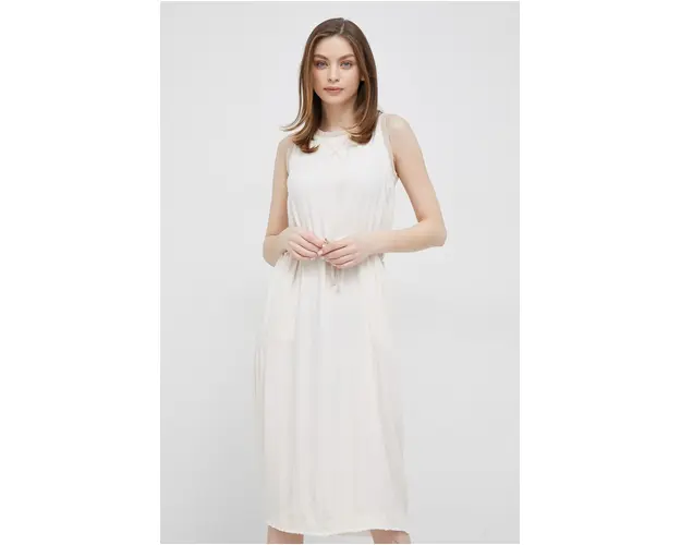 Deha rochie culoarea bej, midi, drept