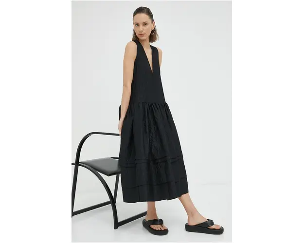 Lovechild rochie culoarea negru, midi, evazati
