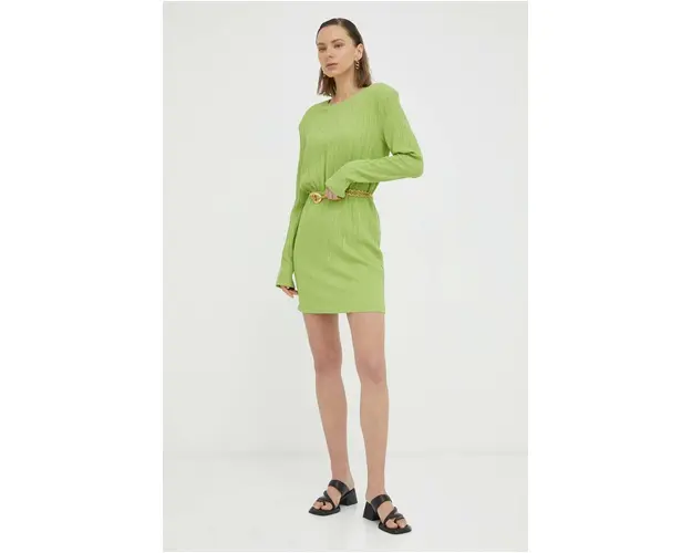 Gestuz rochie culoarea verde, mini, evazati