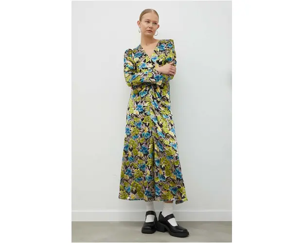 Gestuz rochie din amestec de matase Floria midi, drept