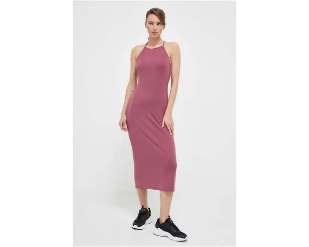 4F rochie culoarea violet, midi, mulata