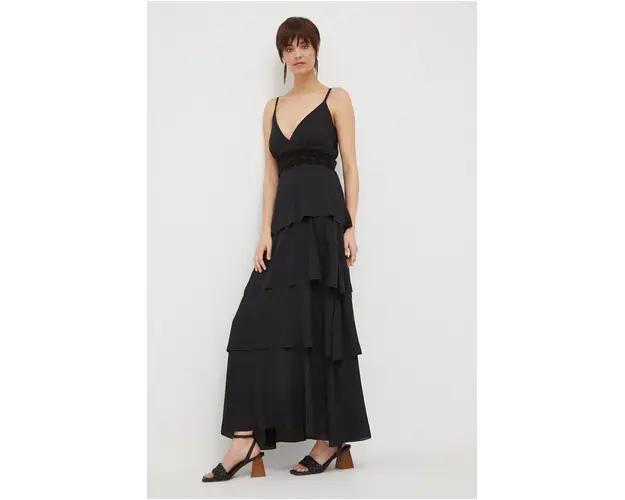 Artigli rochie culoarea negru, maxi, evazati