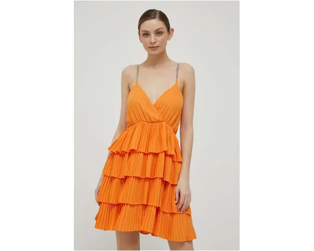 Artigli rochie culoarea portocaliu, mini, evazati