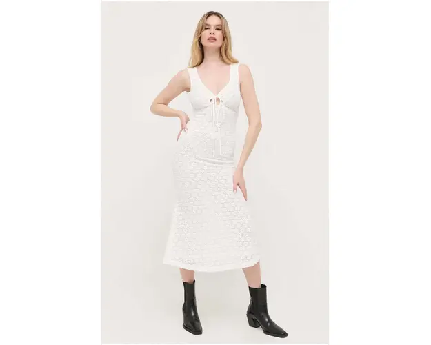 Bardot rochie culoarea alb, midi, drept