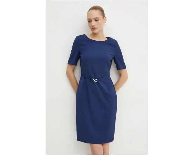 BOSS rochie din lana mini, mulata