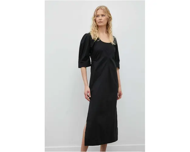 Day Birger et Mikkelsen rochie din bumbac Megan culoarea negru, midi, drept