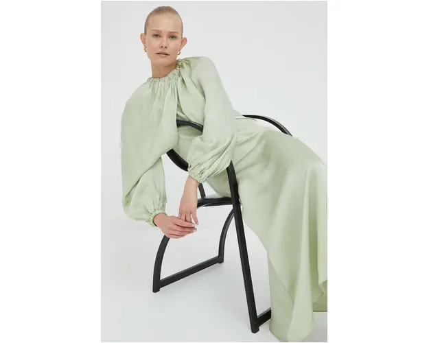 Day Birger et Mikkelsen rochie culoarea verde, maxi, drept