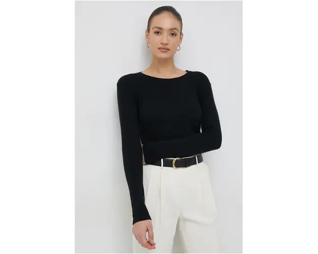 United Colors of Benetton pulover de bumbac femei, culoarea negru, light