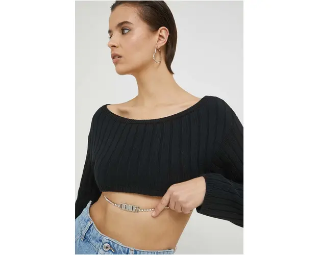 GCDS pulover femei, culoarea negru, light