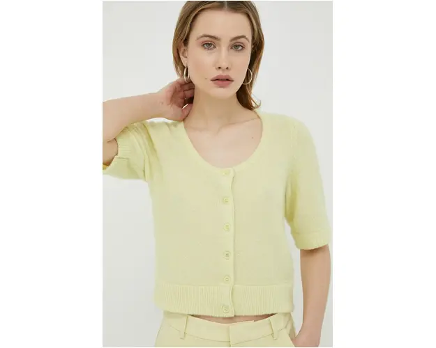 Gestuz cardigan din lana Alpha culoarea galben, light