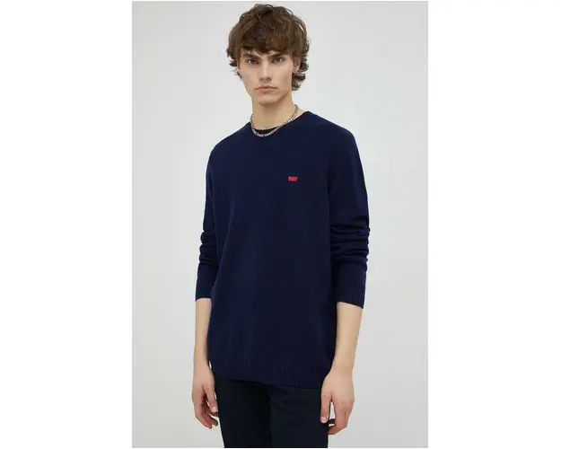 Levi's pulover de lana barbati, culoarea albastru marin